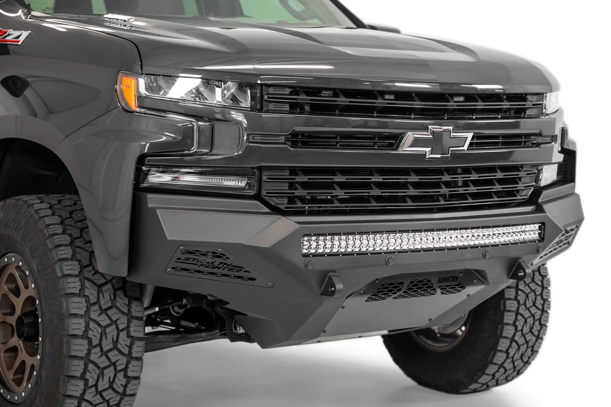 Addictive Desert Designs Bumper 2019-2021 Chevy Silverado 1500 Stealth Fighter Front Bumper - Non Winch