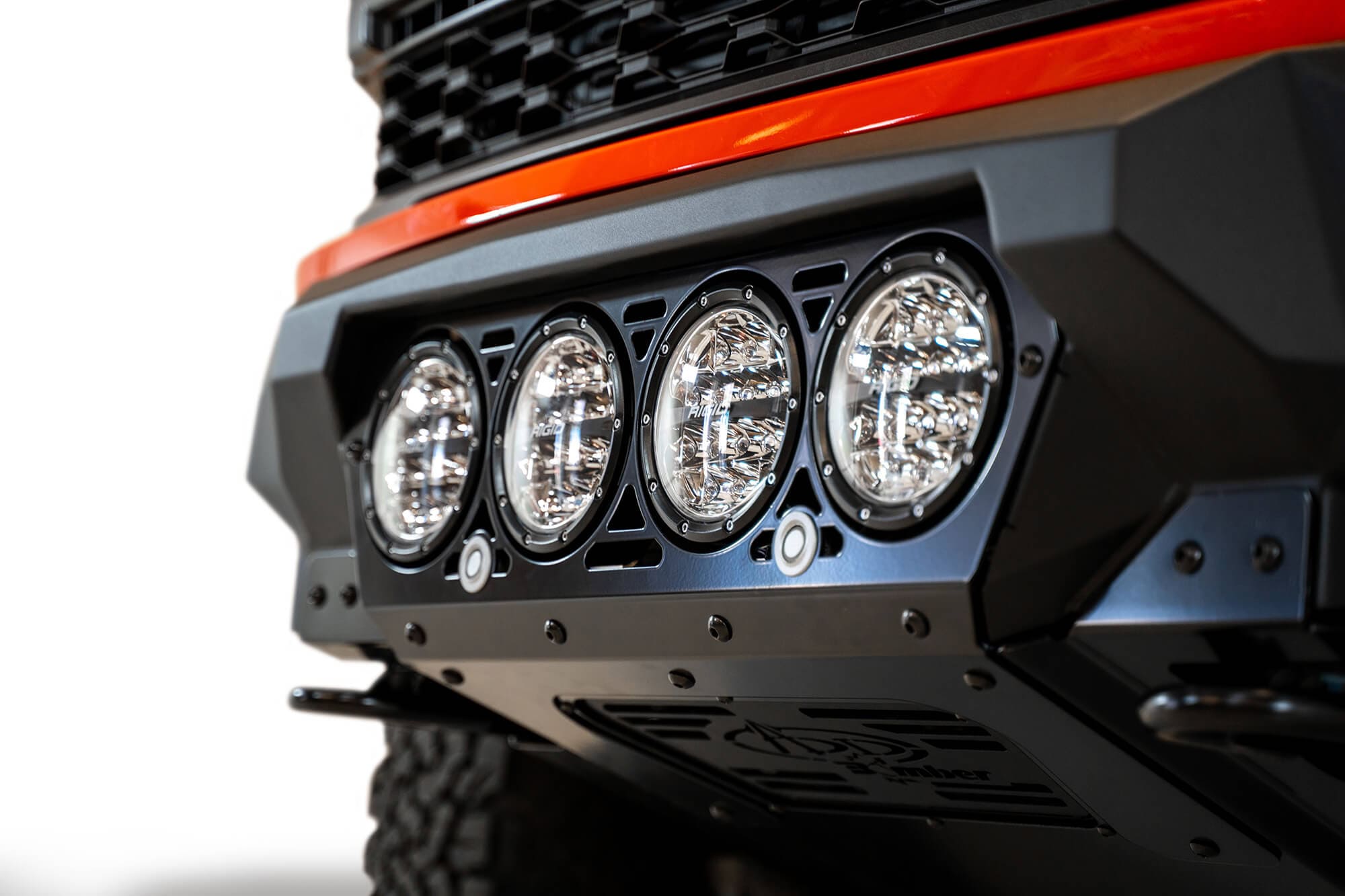 Addictive Desert Designs Bumper 2021+ Ford Raptor Bomber Front Bumper - Rigid 6in Light Mounts