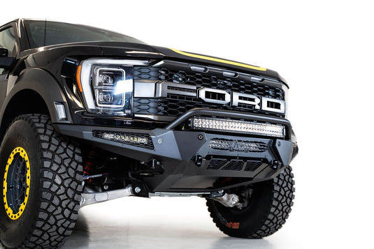 Addictive Desert Designs Bumper 2021+ Ford Raptor HoneyBadger Front Bumper w/ Hoop