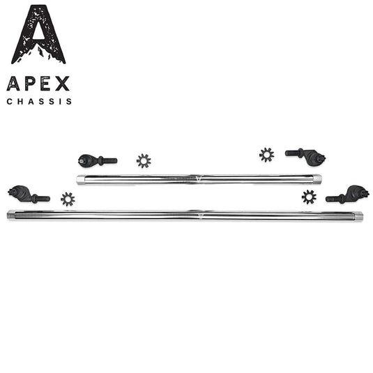 Apex Chassis Apex Chassis Heavy Duty 1 Ton Tie Rod & Drag Link Assembly in Polished Aluminum Fits: 07-18 Jeep Wrangler JK JKU Rubicon Sahara Sport.  Note this NO-FLIP kit fits vehicles with a lift of 3.5 inches or less