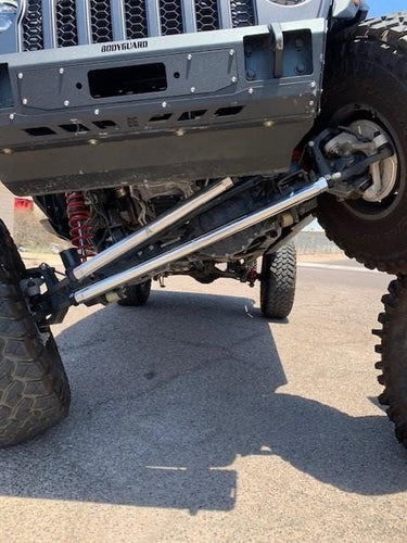 Apex Chassis Apex Chassis Heavy Duty 2.5 Ton Tie Rod & Drag Link Assembly in Black Anodized Aluminum Fits: 19-22 Jeep Gladiator JT 18-22 Jeep Wrangler JL. Note: This FLIP kit fits a Dana 44 axle with a lift exceeding 4.5 inches. Requires drilling the knuckle.