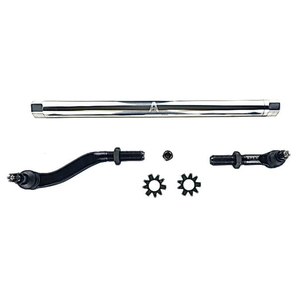 Apex Chassis Apex Chassis Heavy Duty JK 2.5 Ton Heavy Duty Yes Flip Drag Link Assembly in Polished Aluminum Fits: 07-18 Jeep Wrangler JK/JKU. Note this FLIP kit fits vehicles with a lift exceeding 3.5 inches. This kit requires drilling the knuckle.