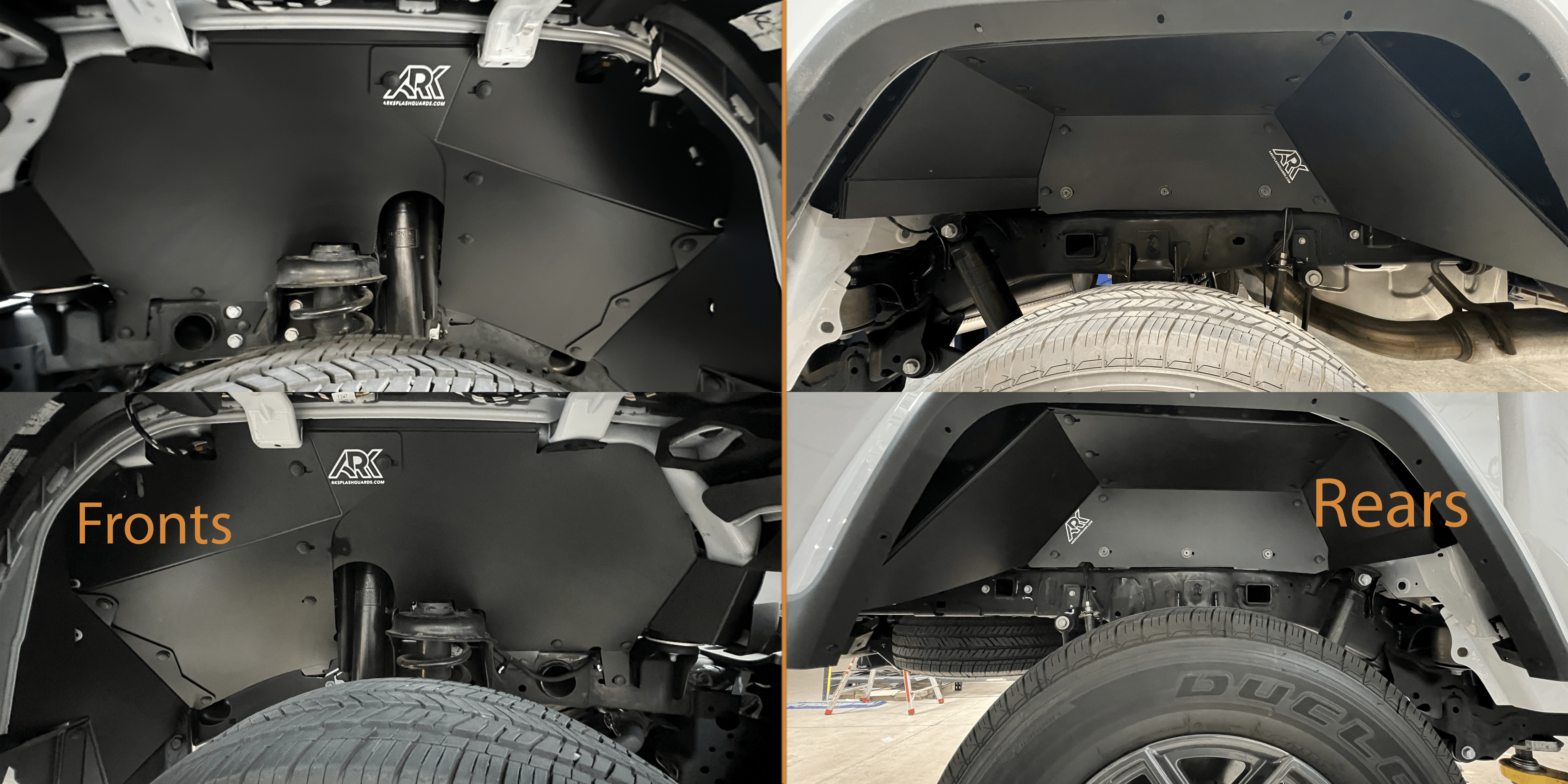 Ark Splash Guards Inner Wheel Well Guard Front and Rear Full Set / White 2023-2026 Jeep Gladiator JT TriXPoly Fender Liners