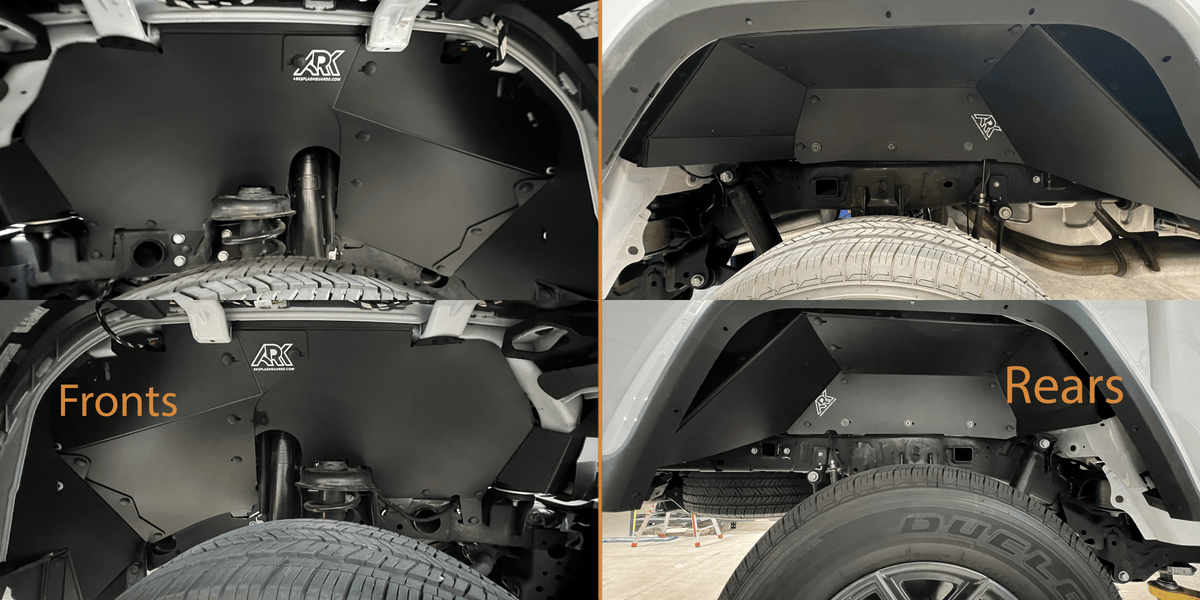 Ark Splash Guards Inner Wheel Well Guard Front and Rear Full Set / White 2023-2026 Jeep Gladiator JT TriXPoly Fender Liners