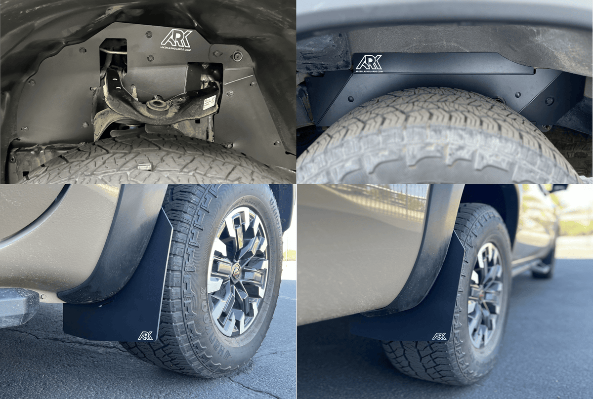 Ark Splash Guards Inner Wheel Well Guard Front and Rear Splash Guards with Mid Mud Flaps Combo Kit / White 2022-2026 Nissan Frontier Pro4X TriXpoly Complete Kits - Bundle and Save