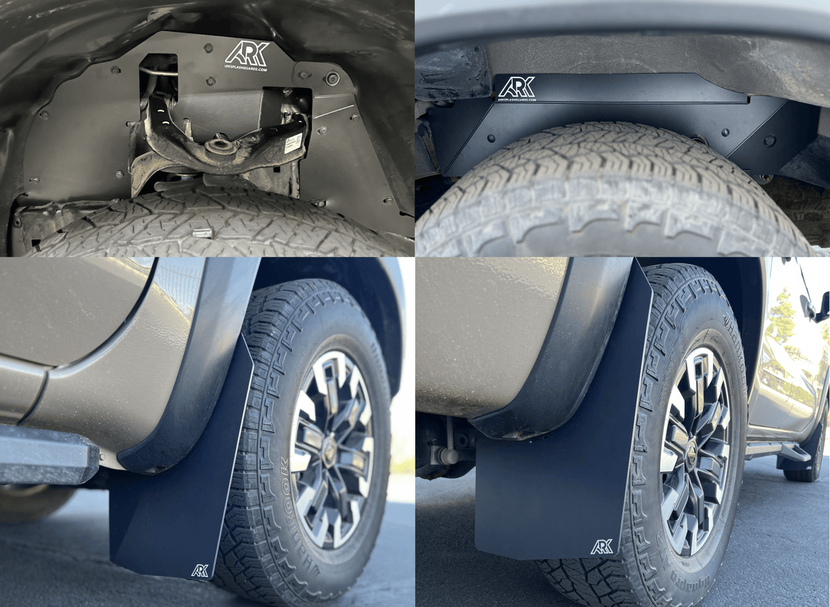 Ark Splash Guards Inner Wheel Well Guard Front and Rear Splash Guards with Mud Flaps Combo Kit / White 2022-2026 Nissan Frontier Pro4X TriXpoly Complete Kits - Bundle and Save