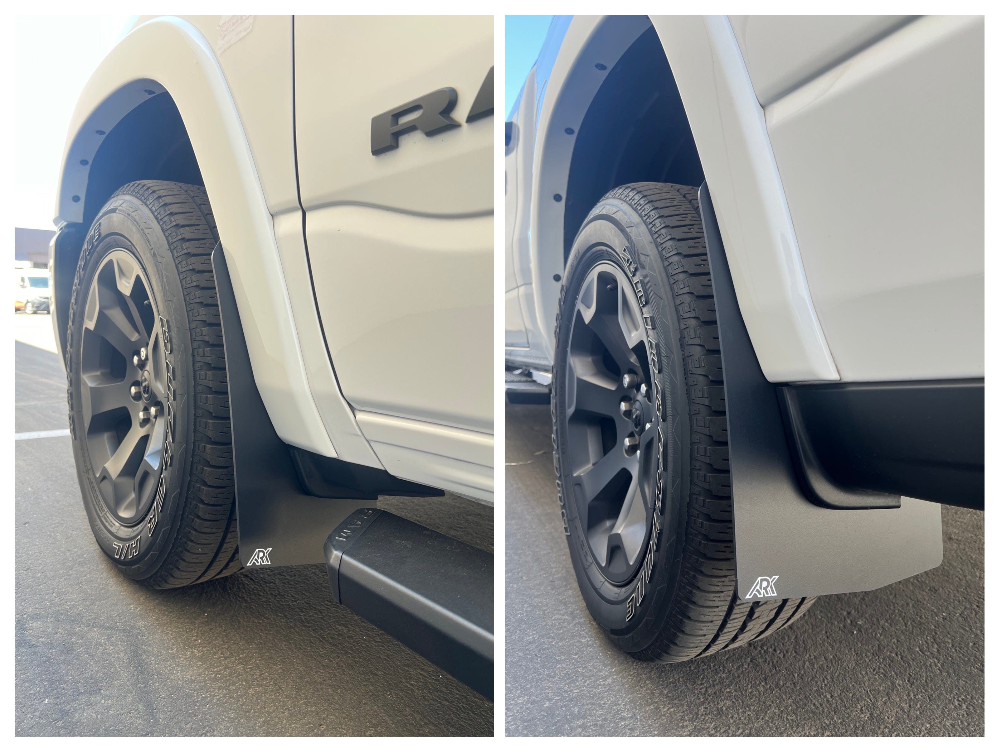 Ark Splash Guards Inner Wheel Well Guard Mid Mud Flaps Complete Set / Grey 2019-2026 Dodge 1500 RAM TriXpoly Mid Mud Flaps