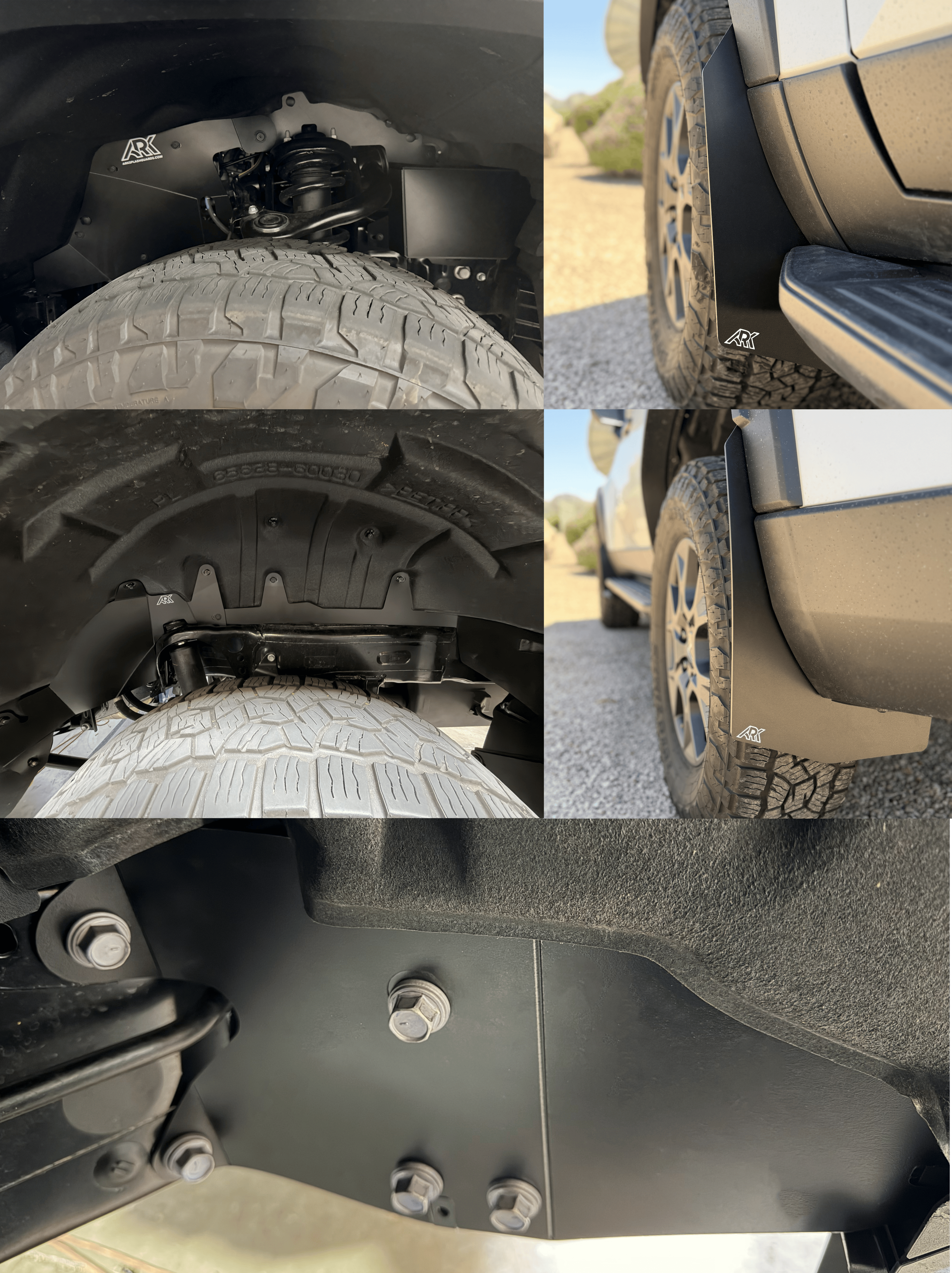 Ark Splash Guards Splash Guard Mid-Mudflaps Combo Kit with Crash Bracket Deletes / White 2024-2026 Lexus GX550 Overtrail TriXpoly Complete Kits - Bundle and Save