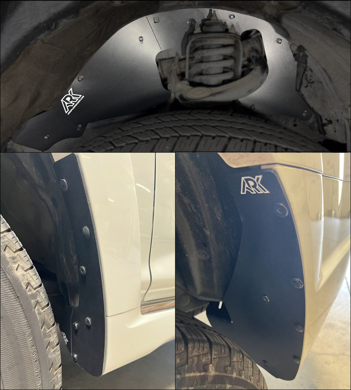 Ark Splash Guards Splash Guard Mud Flap Kit Stock Front Splash Guards & Deletes Complete Set / White 2010-2024 Toyota 4Runner Limited TriXPoly Bundle and Save