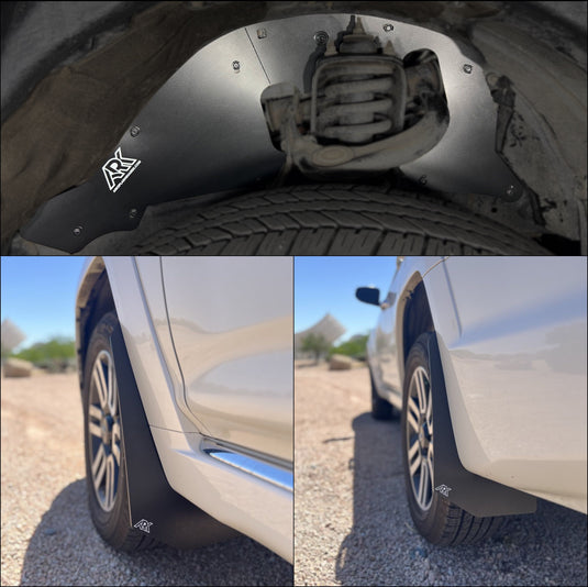 Ark Splash Guards Splash Guard Mud Flap Kit Stock Front Splash Guards & Mid-Mudflaps Complete Set / White 2010-2024 Toyota 4Runner Limited TriXPoly Bundle and Save