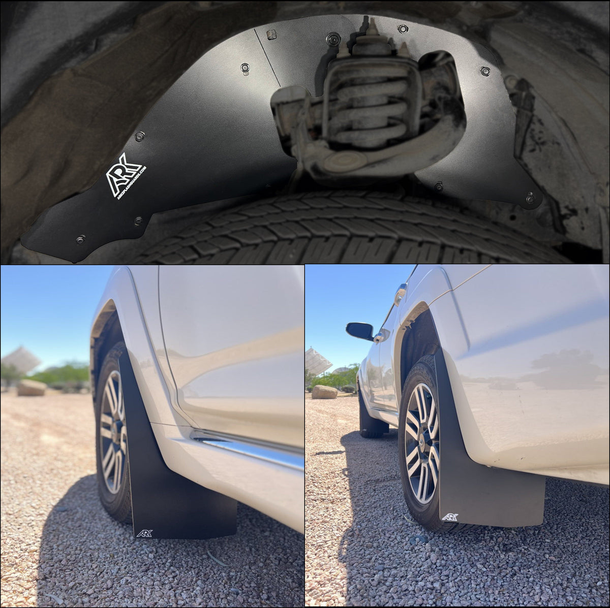 Ark Splash Guards Splash Guard Mud Flap Kit Stock Front Splash Guards & Mudflaps Complete Set / White 2010-2024 Toyota 4Runner Limited TriXPoly Bundle and Save