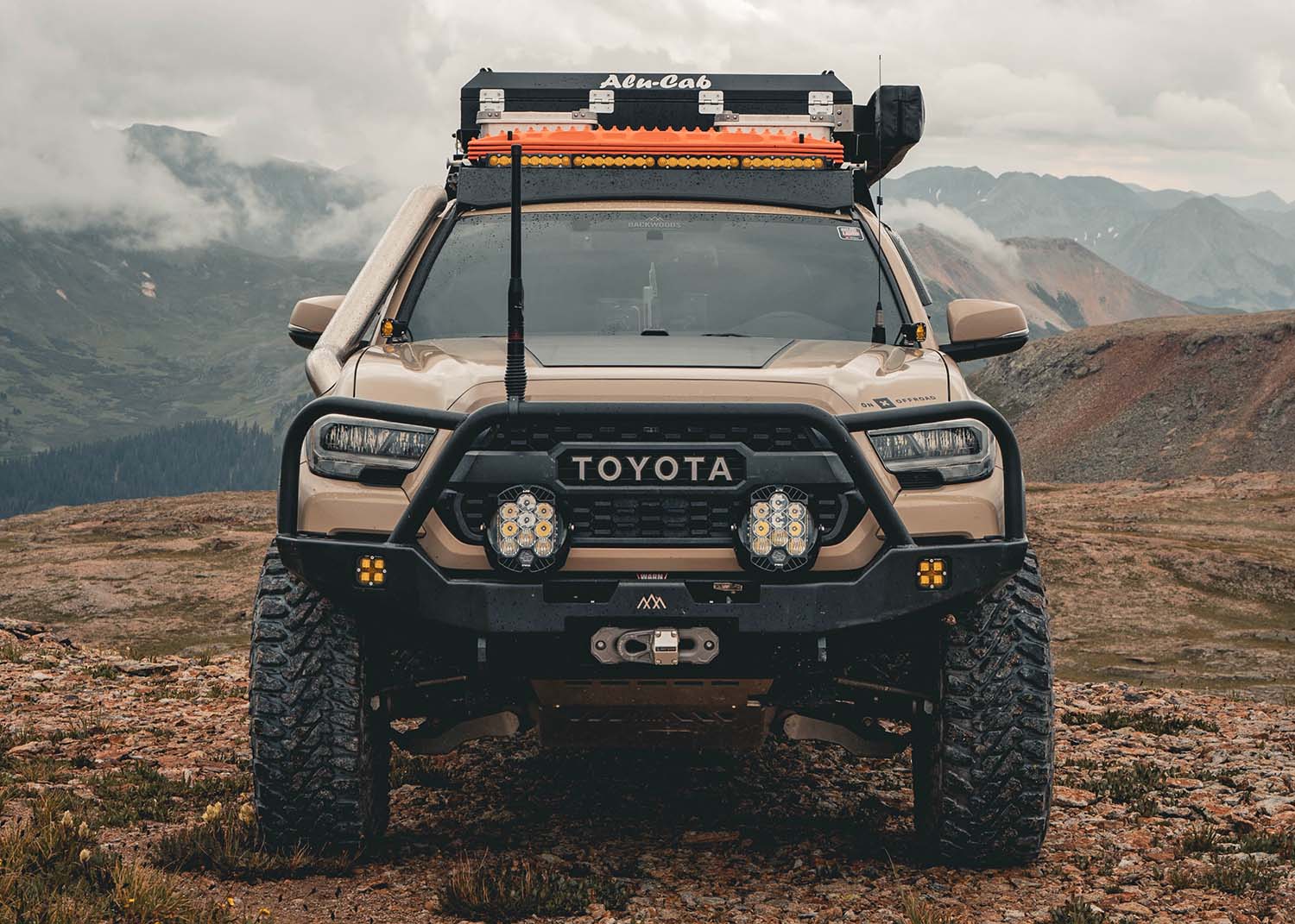 Backwoods Adventure Mods Armor Toyota Tacoma 3rd Gen (2016-2023) Hi-Lite Overland Front Bumper [Bull Bar]
