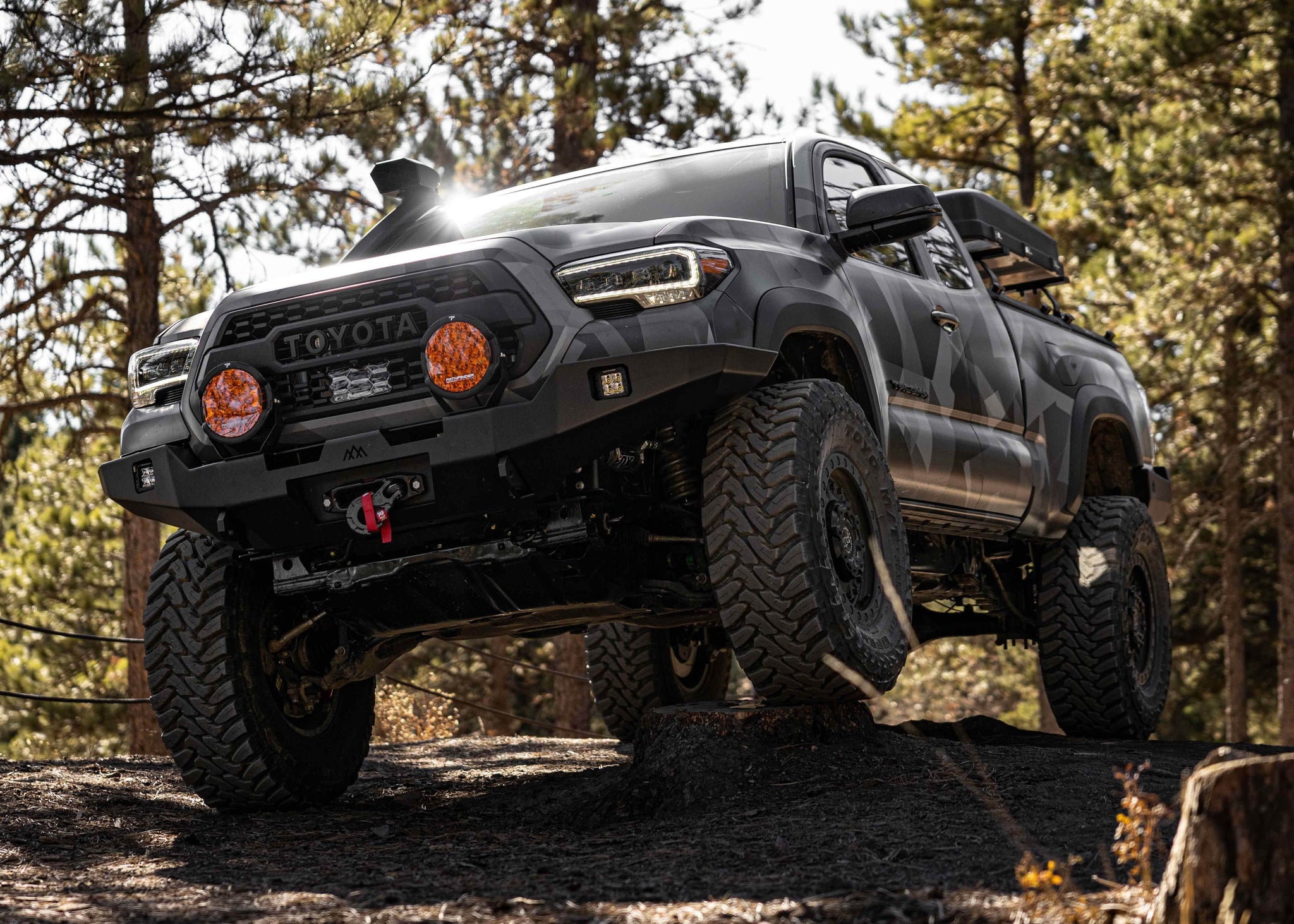 Backwoods Adventure Mods Armor Toyota Tacoma 3rd Gen (2016-2023) Hi-Lite Overland Front Bumper [No Bull Bar]
