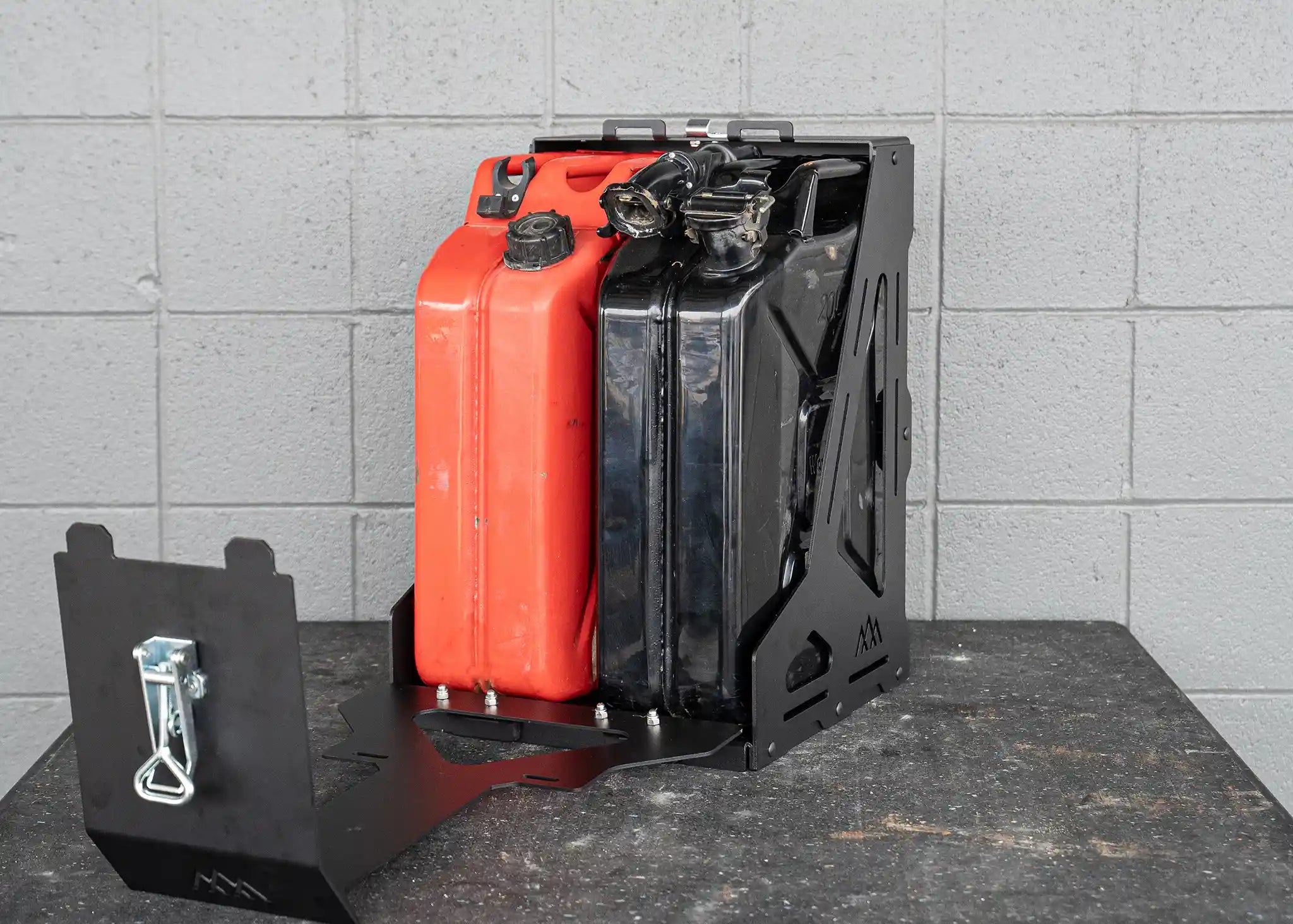 Backwoods Adventure Mods Bed Rack Accessory Brackets Jerry's Can Holder - Dual Universal Jerry Can Carrier