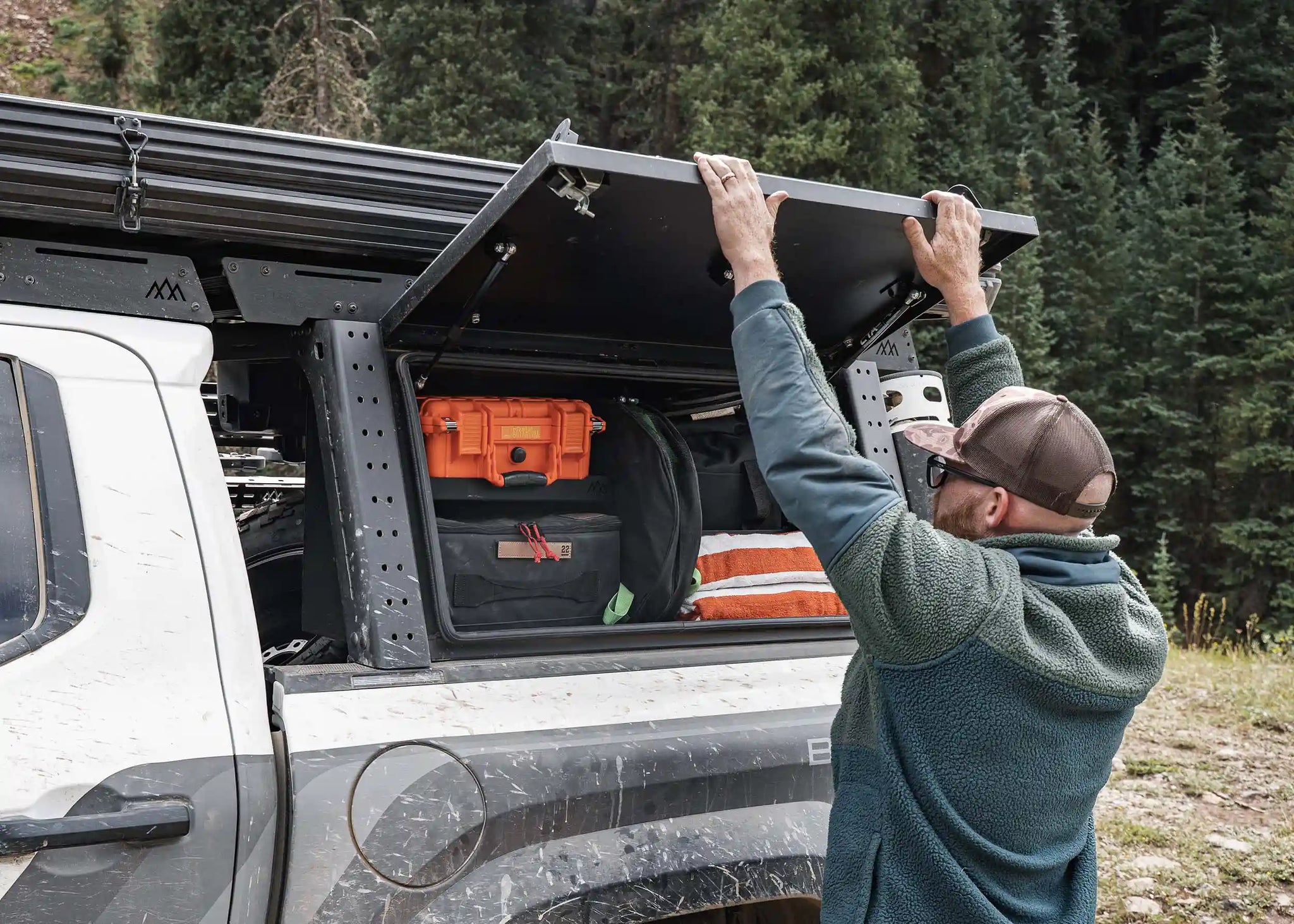 Backwoods Adventure Mods Bed Rack Accessory Brackets Overland Bed Rack Storage Box - Toyota Tacoma
