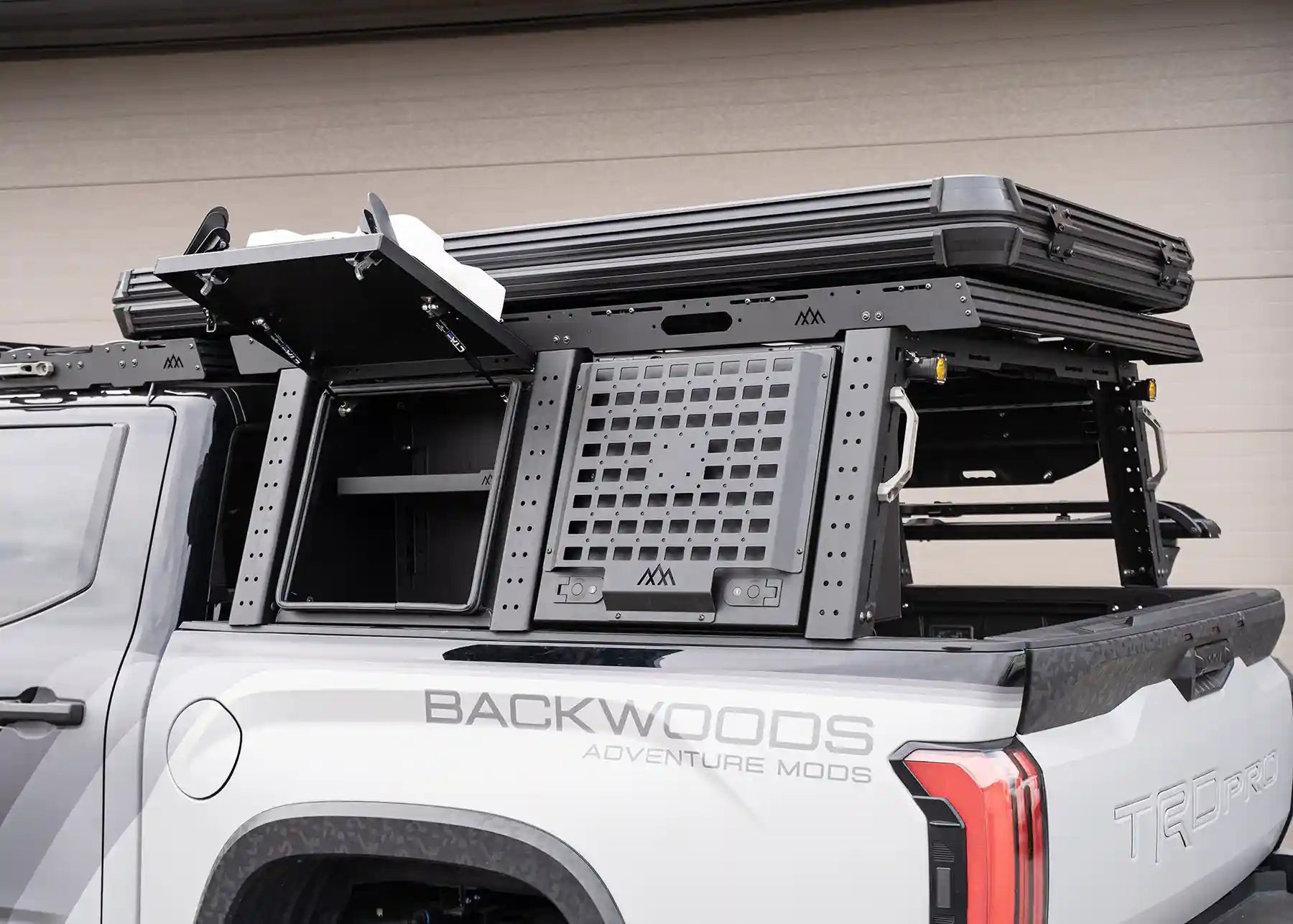 Backwoods Adventure Mods Bed Rack Accessory Brackets Overland Bed Rack Storage Box - Toyota Tundra