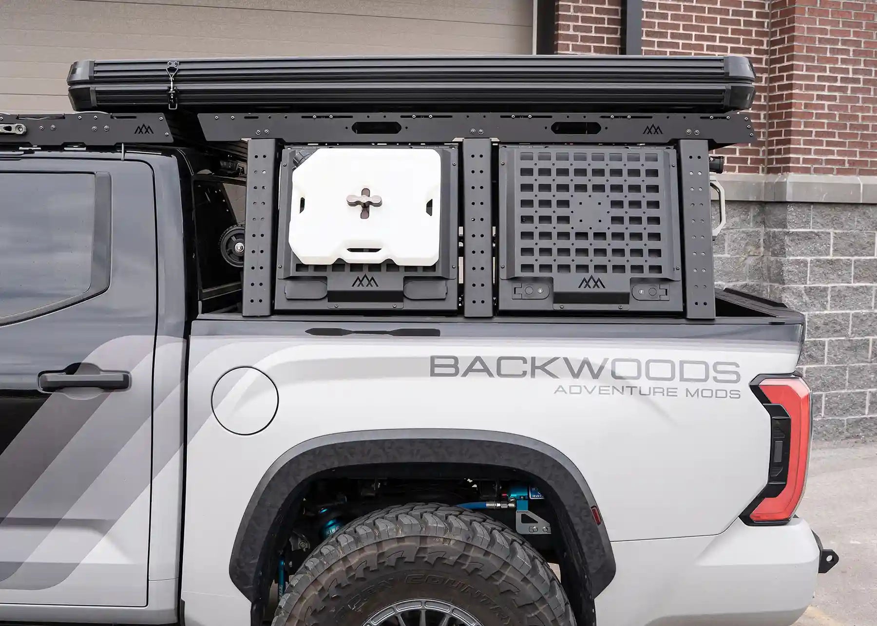 Backwoods Adventure Mods Bed Rack Accessory Brackets Overland Bed Rack Storage Box - Toyota Tundra