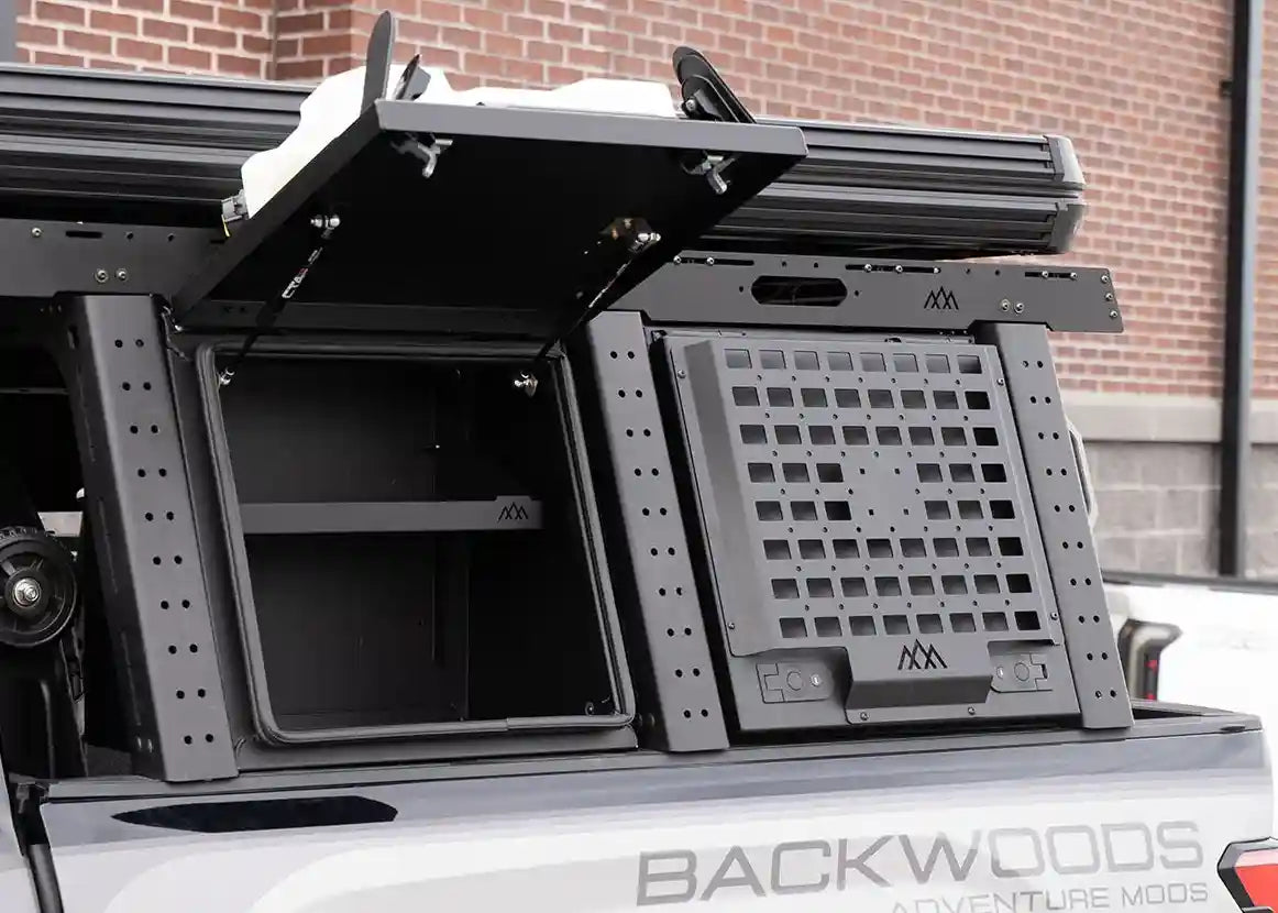 Backwoods Adventure Mods Bed Rack Accessory Brackets Overland Bed Rack Storage Box - Toyota Tundra