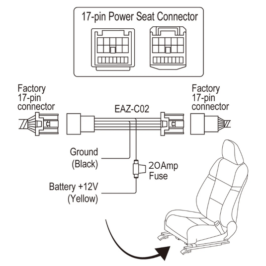Beat-Sonic USA Audio Plug & Play Power Seat Cable Harness for Active Subwoofer - Toyota & Lexus | Beat-Sonic EAZ-C02