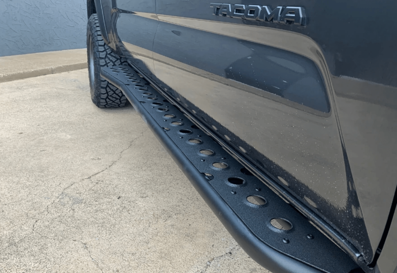 Cali Raised LED Armor 2005-2022 TOYOTA TACOMA STEP EDITION ROCK SLIDERS