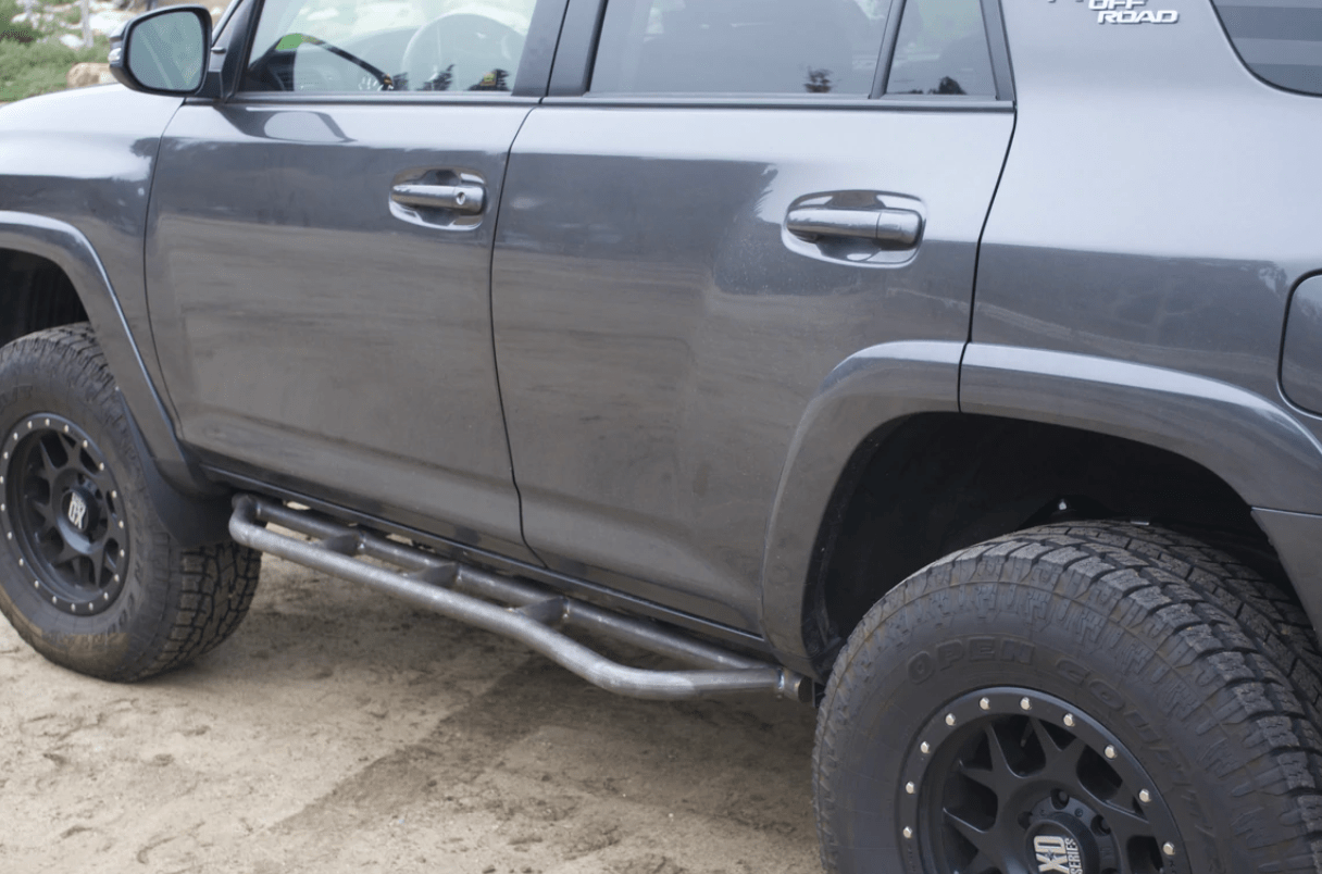 Cali Raised LED Armor YES / YES (RAW STEEL) / RAW STEEL 2010-2022 TOYOTA 4RUNNER STEP EDITION BOLT ON ROCK SLIDERS