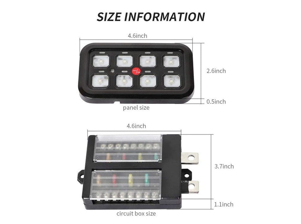 Cali Raised LED Switches Vehicle Accessory 8 Switch Control System (Blue Backlighting)