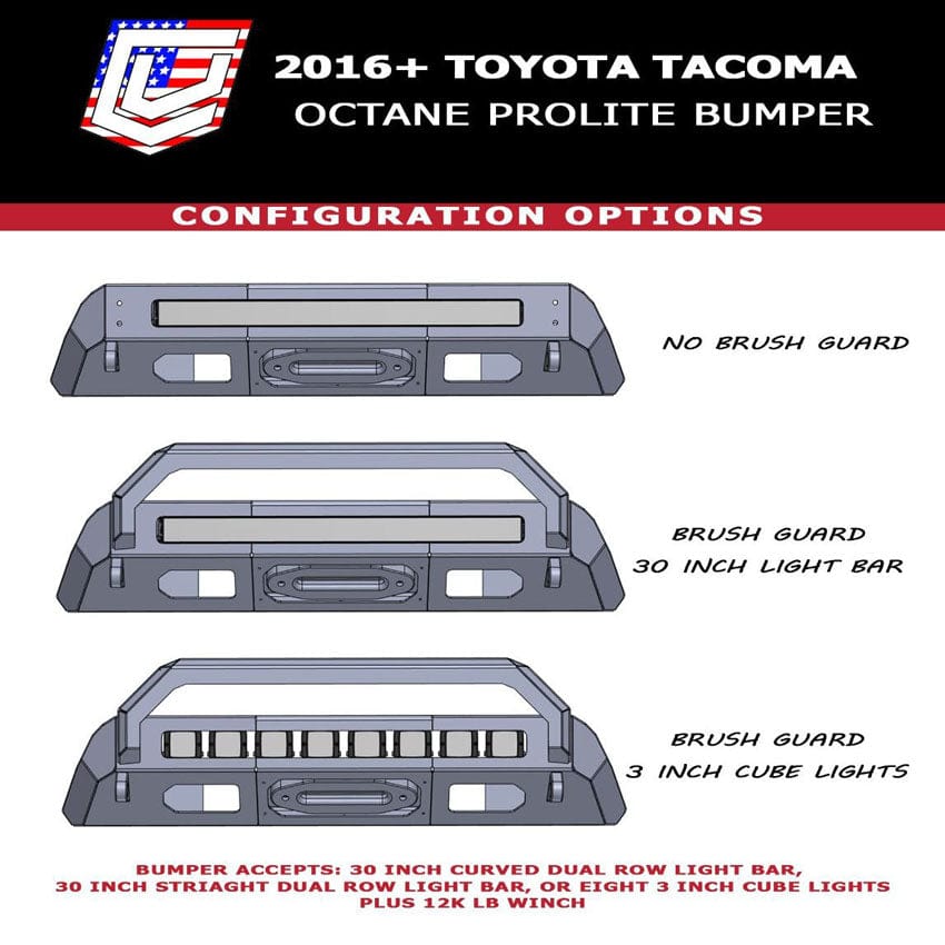 Chassis Unlimited Inc. Motor Vehicle Parts 2012-2015 TOYOTA TACOMA PROLITE FRONT WINCH BUMPER