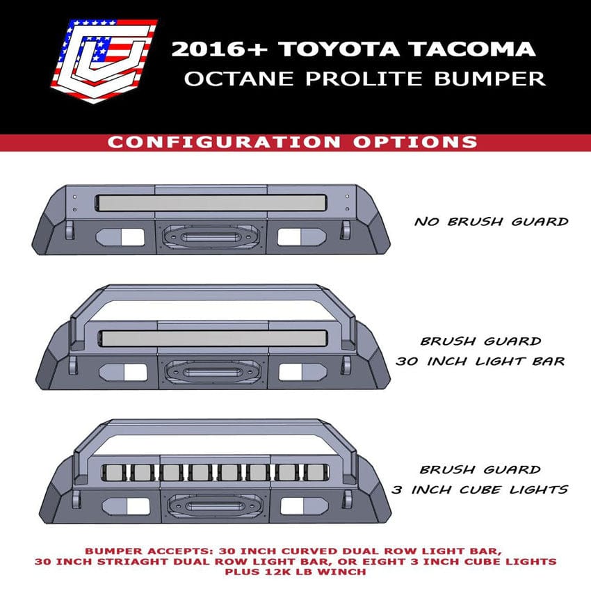 Chassis Unlimited Inc. Motor Vehicle Parts 2016-2023 TOYOTA TACOMA PROLITE FRONT WINCH BUMPER