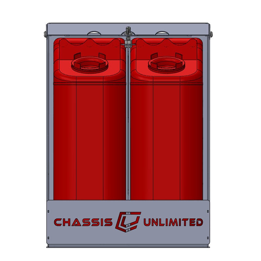 Chassis Unlimited Inc. Motor Vehicle Parts DUAL FUEL/WATER CAN MOUNT - FITS SWING OUT BUMPERS