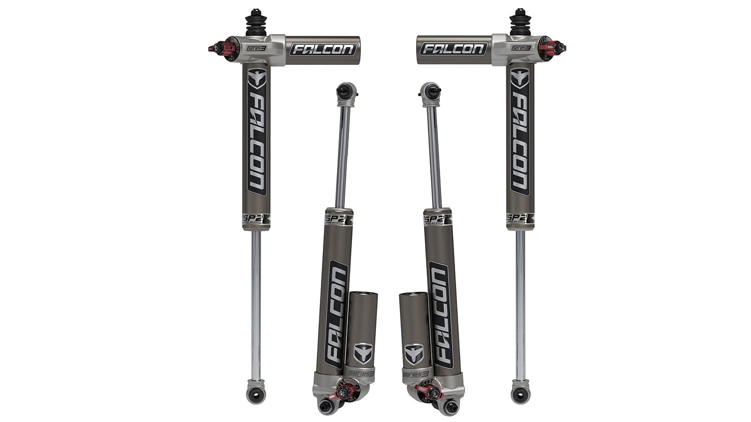 Falcon Shocks Suspension 07-18 Jeep Wrangler JK 2 Door SP2 3.3 Fast Adjust Piggyback Shock Kit 5-6 Inch Lift Falcon Shocks