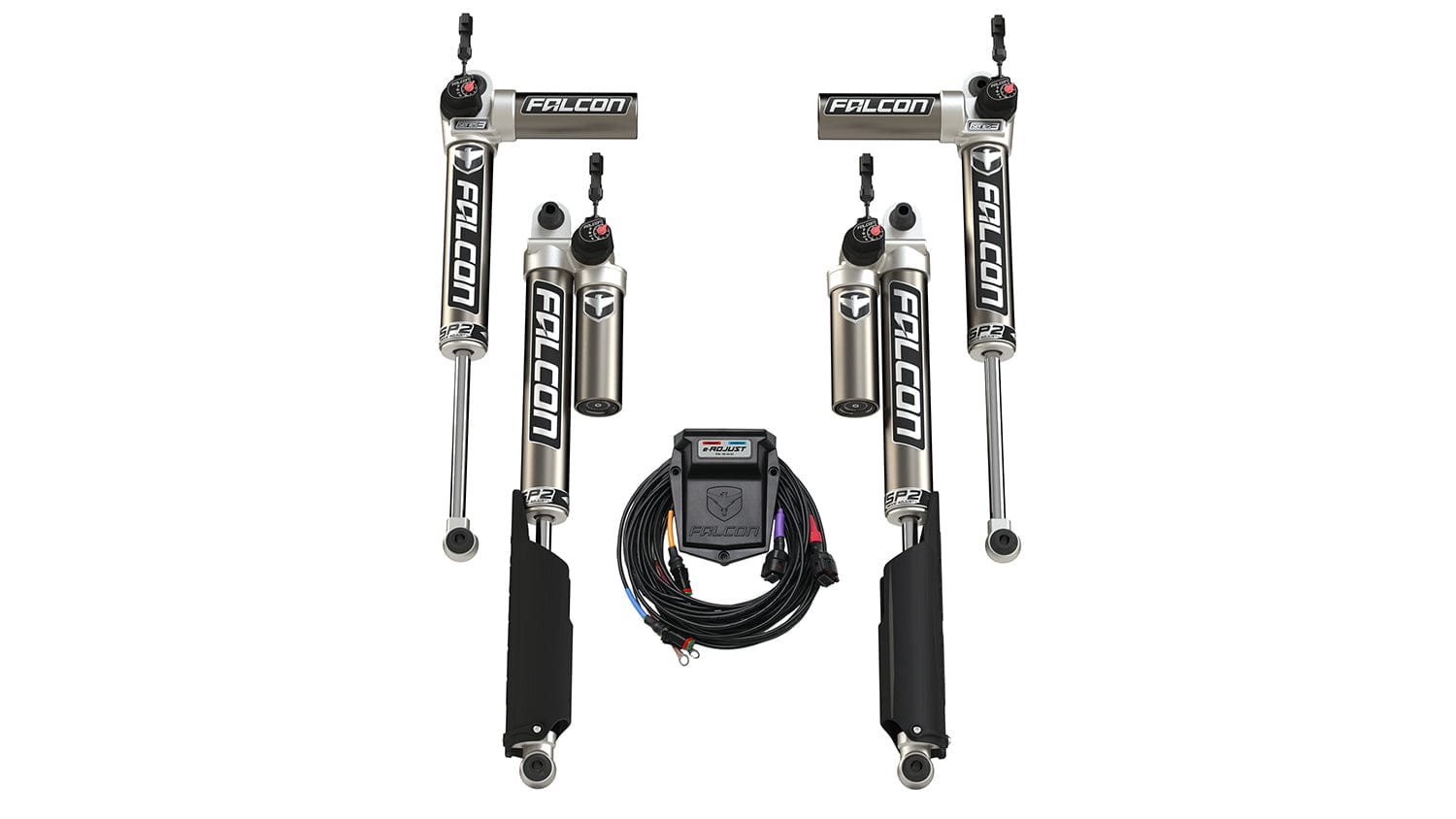 Falcon Shocks Suspension 18-Up Jeep Wrangler 18-Up Jeep WranglerJL 4 Door SP2 3.5 e-Adjust Piggyback Shock Kit 0-1.5 Inch Lift Falcon Shocks