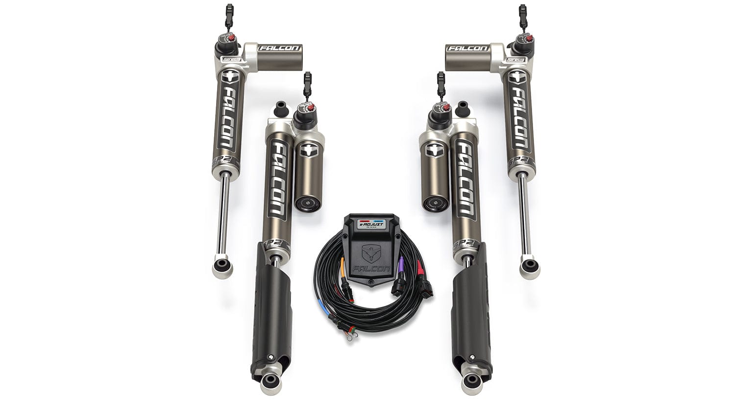 Falcon Shocks Suspension 18-Up Jeep Wrangler JL EcoDiesel/4xe/392 SP2 3.5 e-Adjust Piggyback Shock Kit 0-1.5 Inch Lift Falcon Shocks