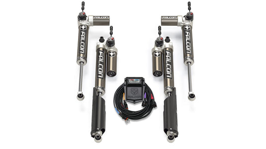 Falcon Shocks Suspension 18-Up Jeep Wrangler JL EcoDiesel/4xe/392 SP2 3.5 e-Adjust Piggyback Shock Kit 0-1.5 Inch Lift Falcon Shocks