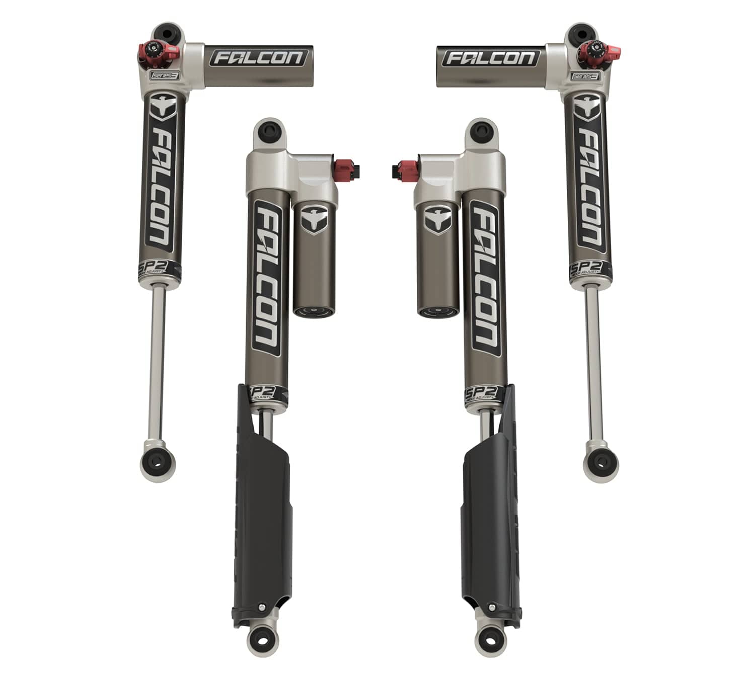 Falcon Shocks Suspension 20+ Jeep Gladiator JT SP2 3.3 Fast Adjust Piggyback Shock Kit 0-1.5 Inch Lift Falcon Shocks
