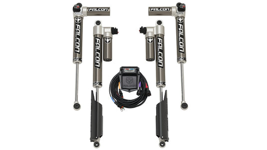 Falcon Shocks Suspension 20-Up Jeep Gladiator JT Mojave No EcoDiesel SP2 3.5 e-Adjust Piggyback Shock Kit 3.5-4.5 Inch Lift Long-Travel Falcon Shocks