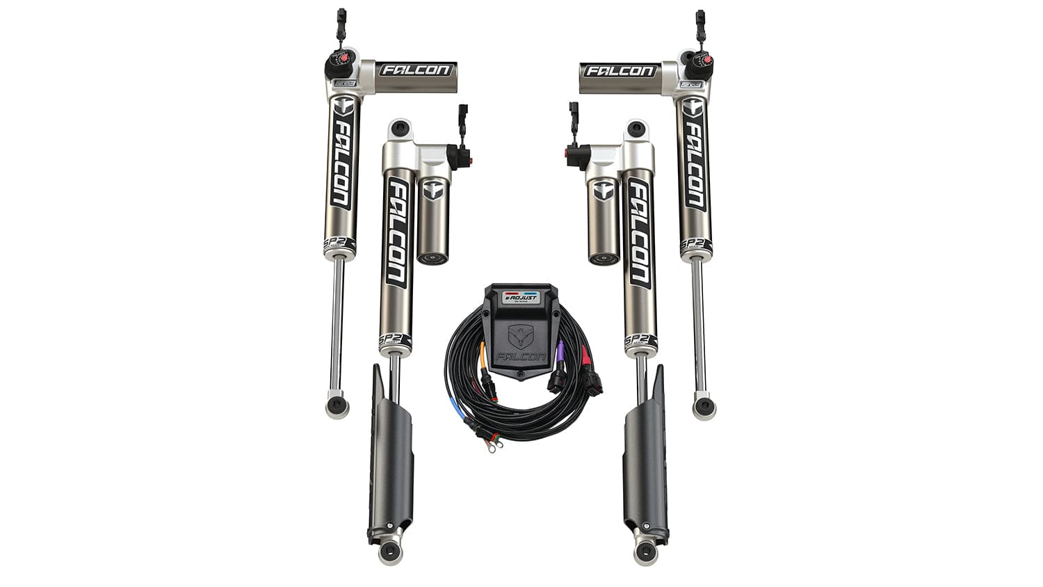 Falcon Shocks Suspension 20-Up Jeep Gladiator JT No EcoDiesel SP2 3.5 e-Adjust Piggyback Shock Kit 2-3.0 Inch Lift Falcon Shocks