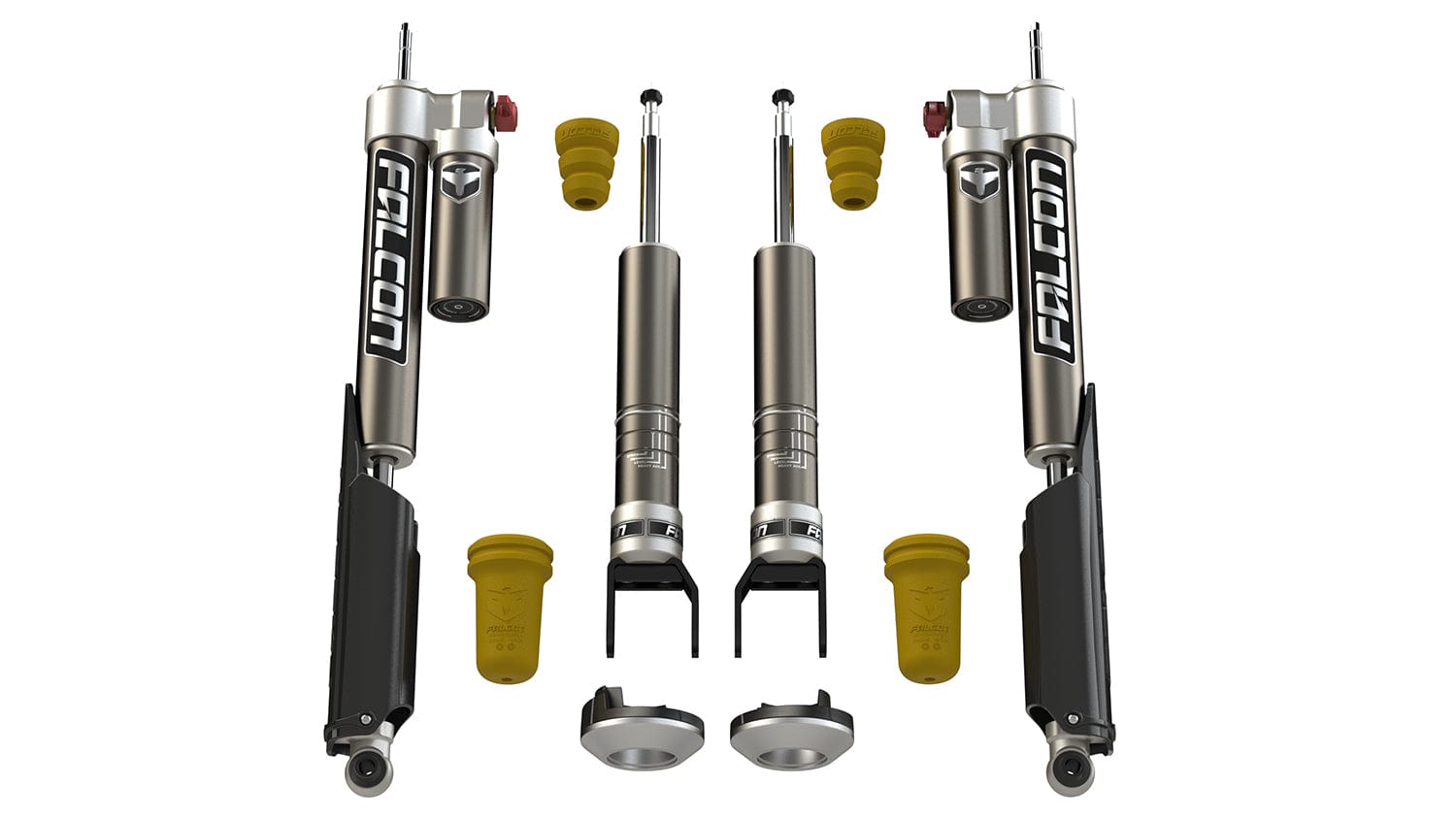 Falcon Shocks Suspension 2019+ Ram 1500 Rebel 2.25 Inch-1.25 Inch Sport Tow/Haul Shock Leveling System Falcon Shocks