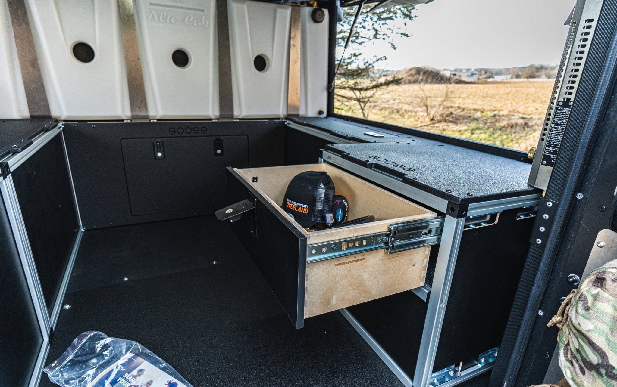 Goose Gear Camper Alu-Cab Canopy Camper V2 - Jeep Gladiator 2019-Present JT - Rear Double Drawer Module - 5' Bed