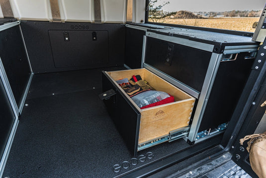 Goose Gear Camper Alu-Cab Canopy Camper V2 - Toyota Tacoma 2005-Present 2nd & 3rd Gen. - Rear Double Drawer Module - 6' Bed