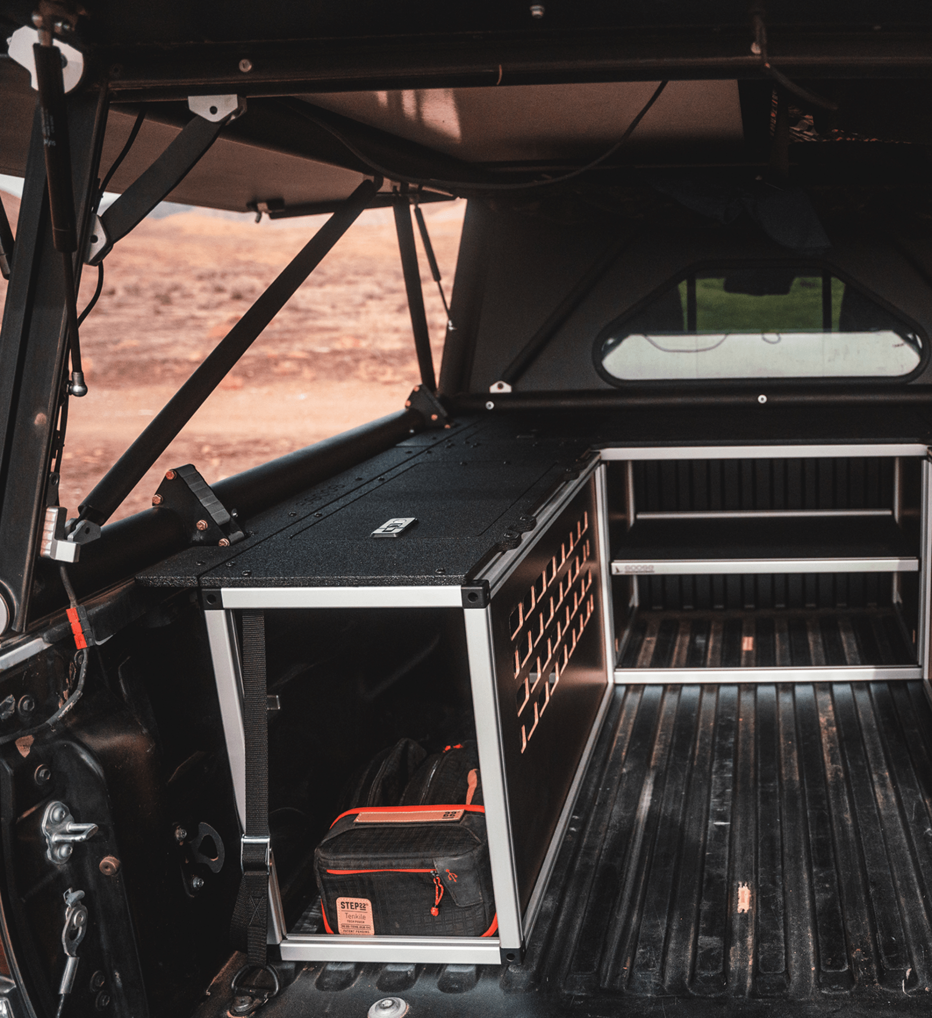 Goose Gear Camper Bed Cargo & Bench and Storage Module - Driver Side Package Toyota Tacoma - 2016-2023 - 3rd Gen - 5’ Bed - Explore Series - UltraLite - GFC