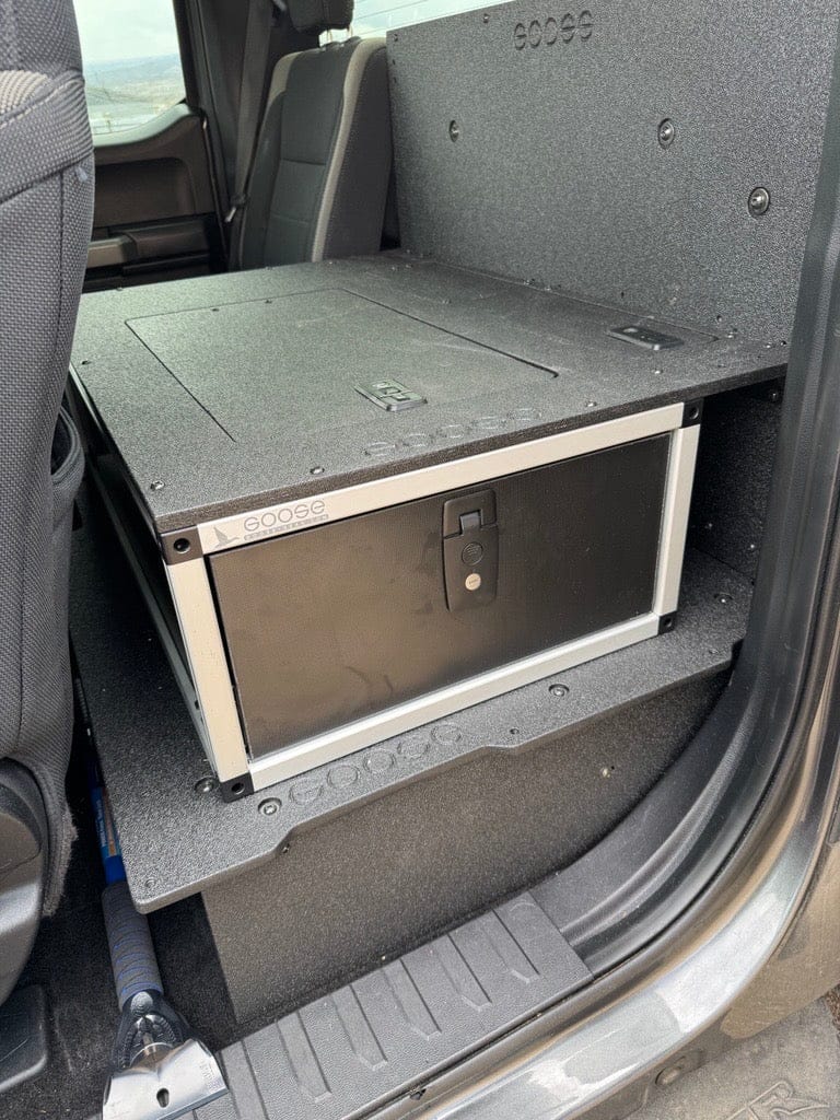 Goose Gear Drawers Ford - F250-F550 - 2017-Present - 4th-5th Gen - Super Cab - without the center mounted B&O Subwoofer - Explore Series - Single Drawer Module - With Fitted Top Plate