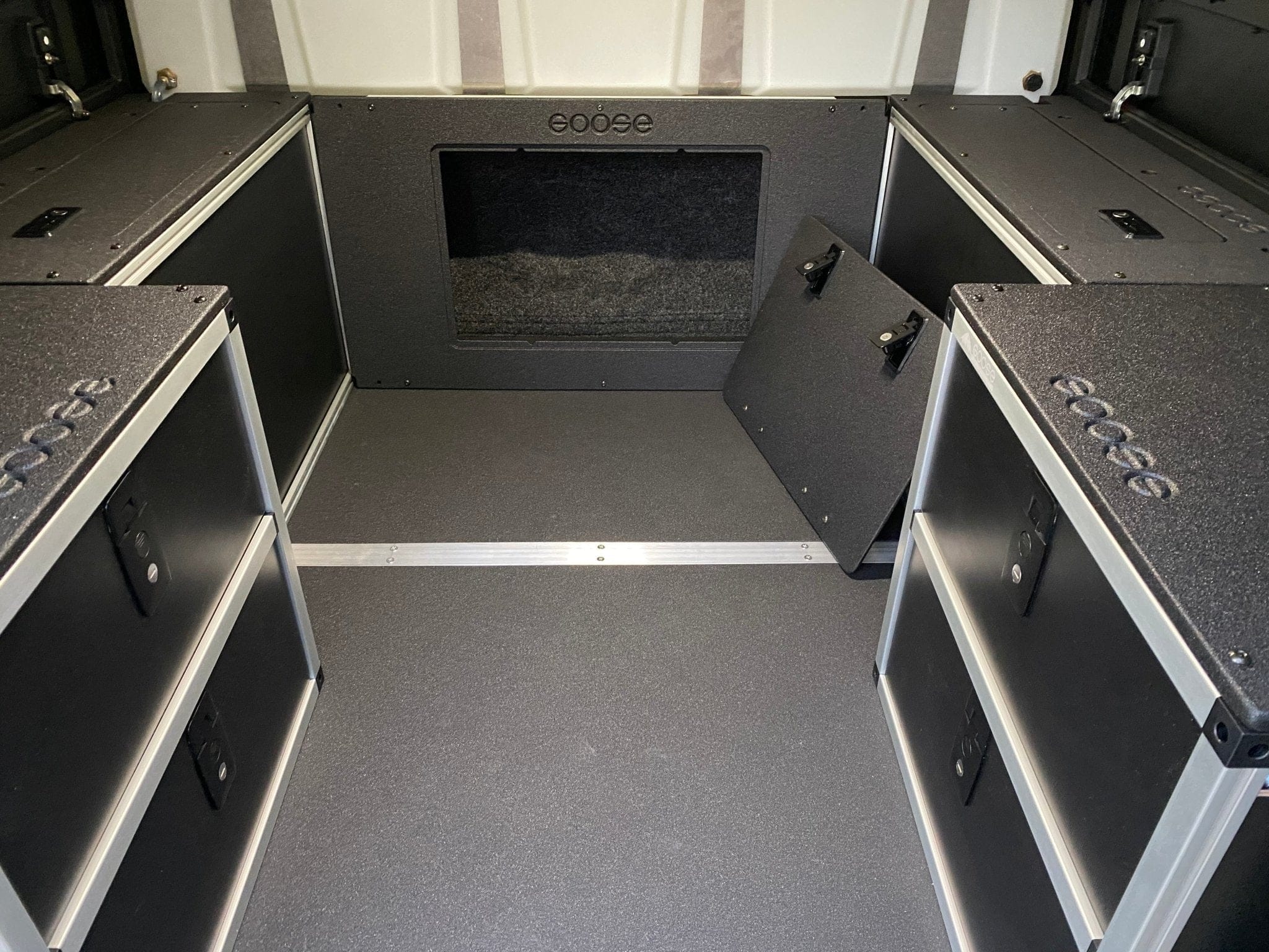 Goose Gear Drawers + Organization Include Shipping Alu-Cab Canopy Camper - Jeep Gladiator 2019-Present JT - Lower Bulkhead Panel