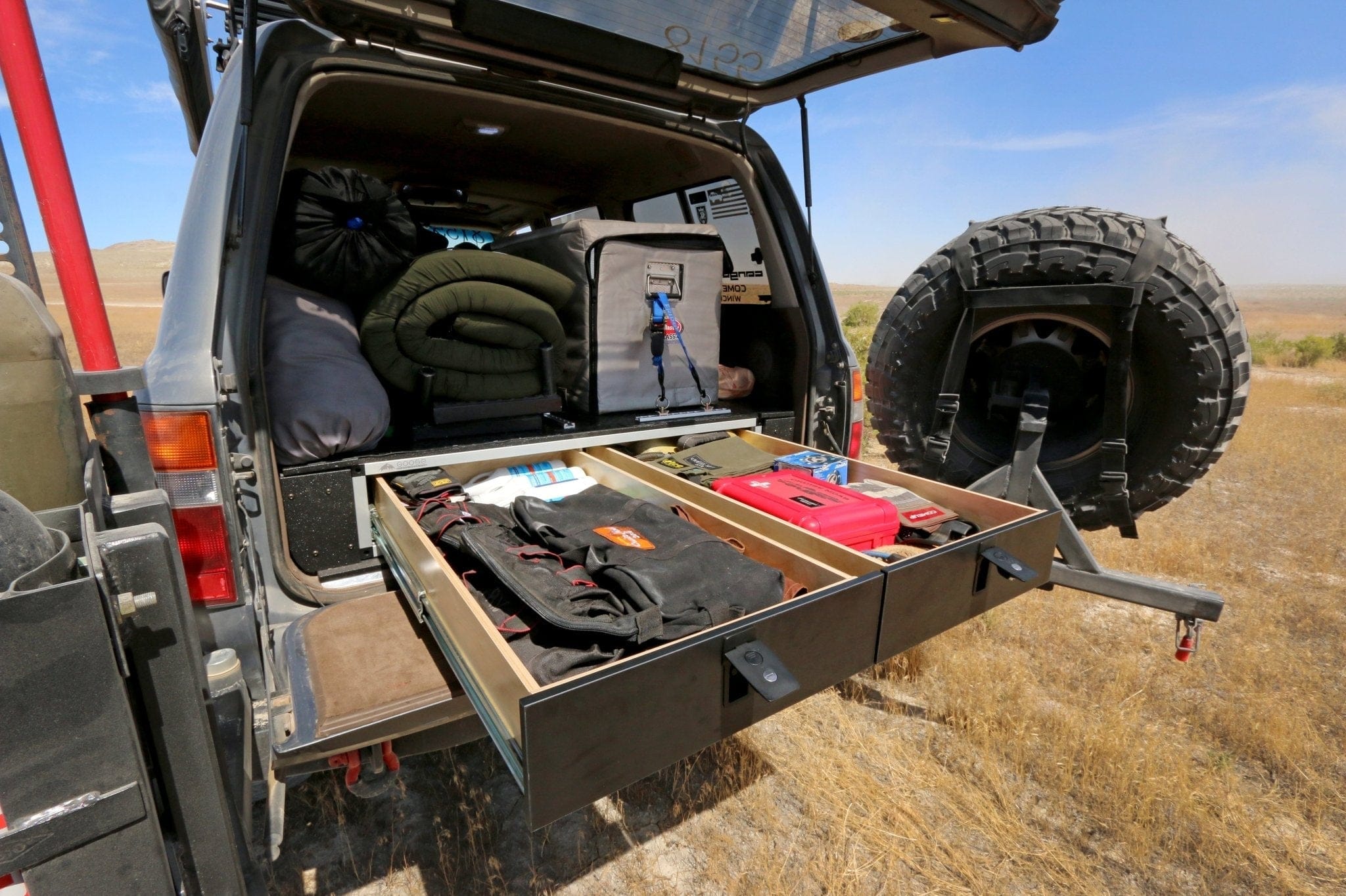 Goose Gear Drawers + Organization Toyota Land Cruiser 1991-1997 80 Series - Side x Side Drawer Module with Fitted Top Plate - 43-3/8