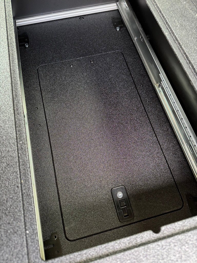 Goose Gear Interior Storage Ford - F250-F550 - 2017-Present - 4th-5th Gen - Super Cab - without the center mounted B&O Subwoofer - Explore Series - Single Drawer Module - With Fitted Top Plate