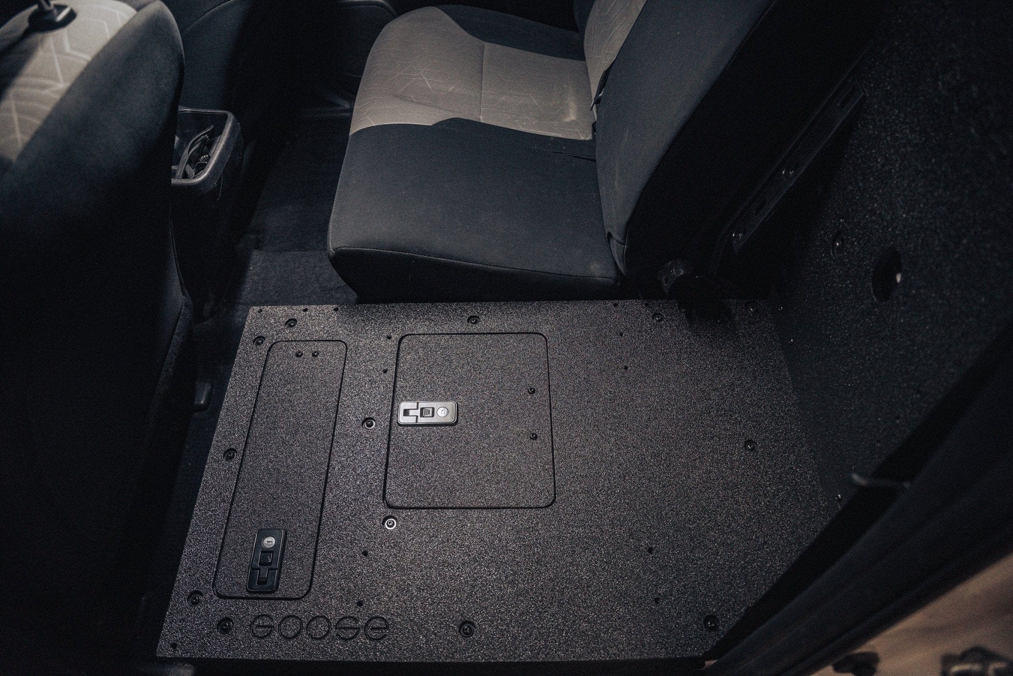 Goose Gear Interior Storage Toyota Tacoma 2005-2023 2nd and 3rd Gen Double Cab Version 2 - Second Row Seat Delete Plate System