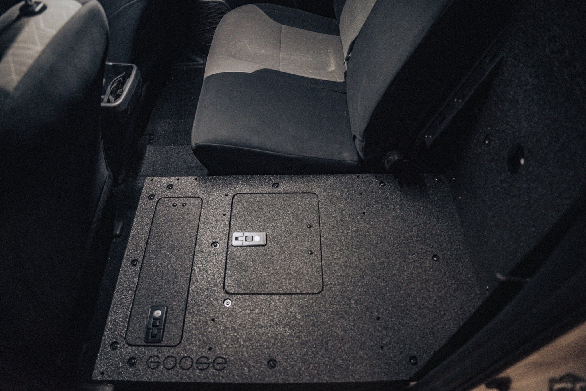 Goose Gear Interior Storage Toyota Tacoma 2005-2023 2nd and 3rd Gen Double Cab Version 2 - Second Row Seat Delete Plate System