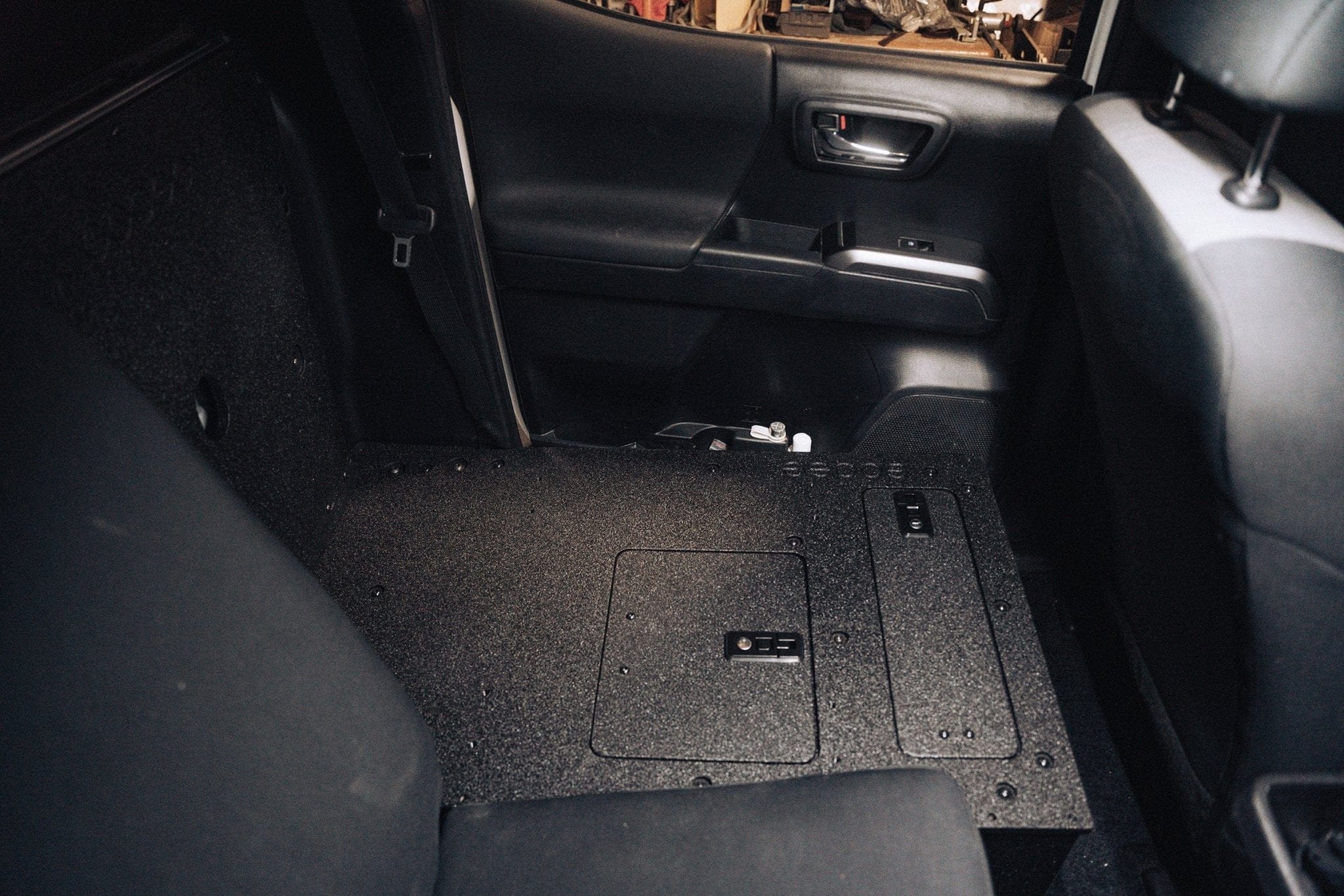 Goose Gear Interior Storage Toyota Tacoma 2005-2023 2nd and 3rd Gen Double Cab Version 2 - Second Row Seat Delete Plate System