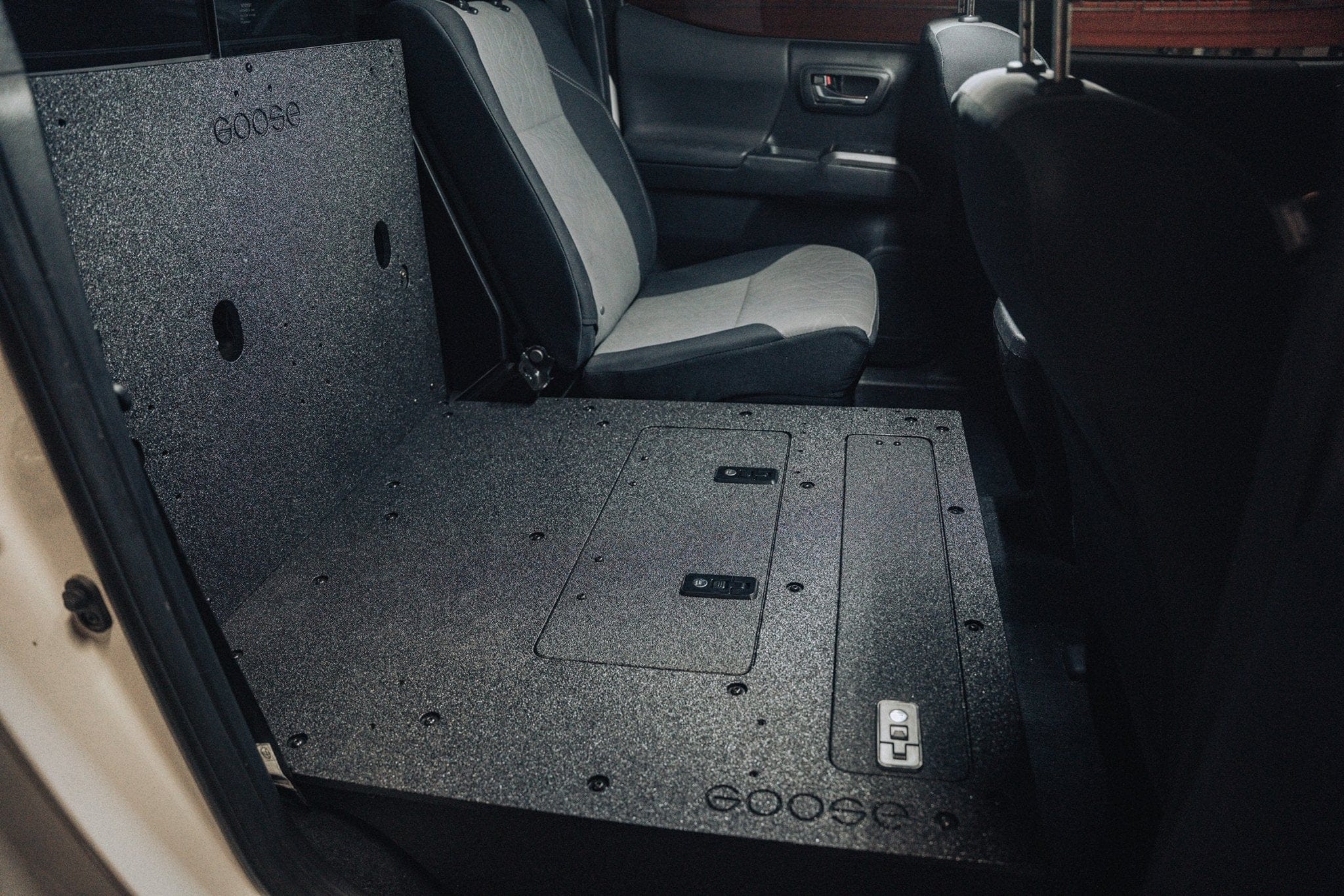 Goose Gear Seat Delete Plate System 60% Passenger Seat Delete / Include Shipping Toyota Tacoma 2005-2023 2nd and 3rd Gen Double Cab Version 2 - Second Row Seat Delete Plate System