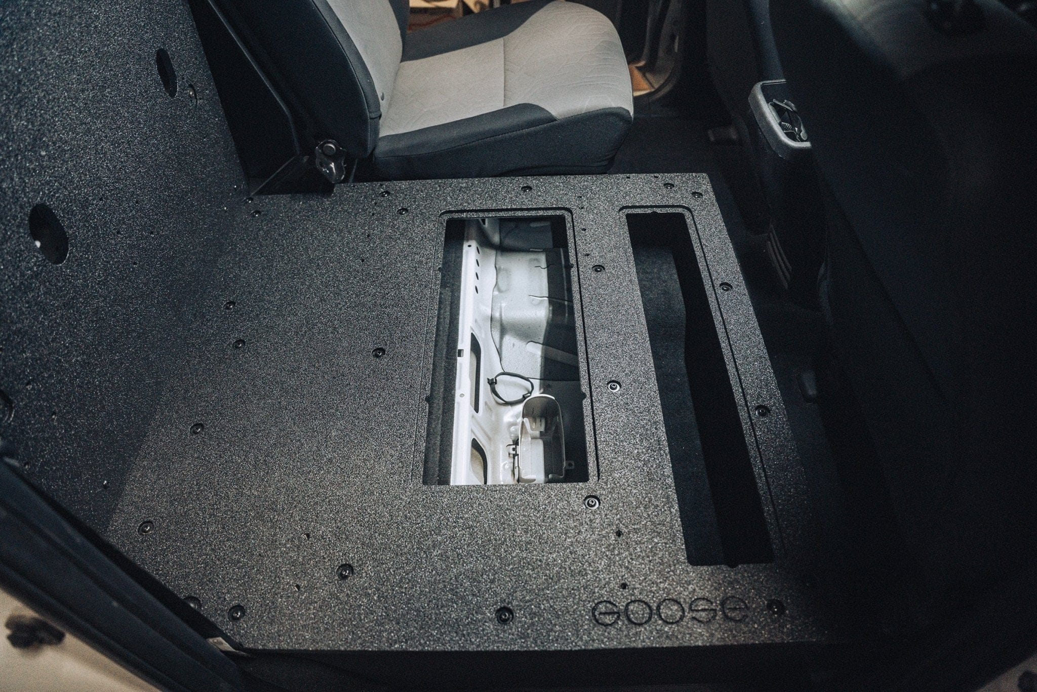 Goose Gear Seat Delete Plate System Toyota Tacoma 2005-2023 2nd and 3rd Gen Double Cab Version 2 - Second Row Seat Delete Plate System