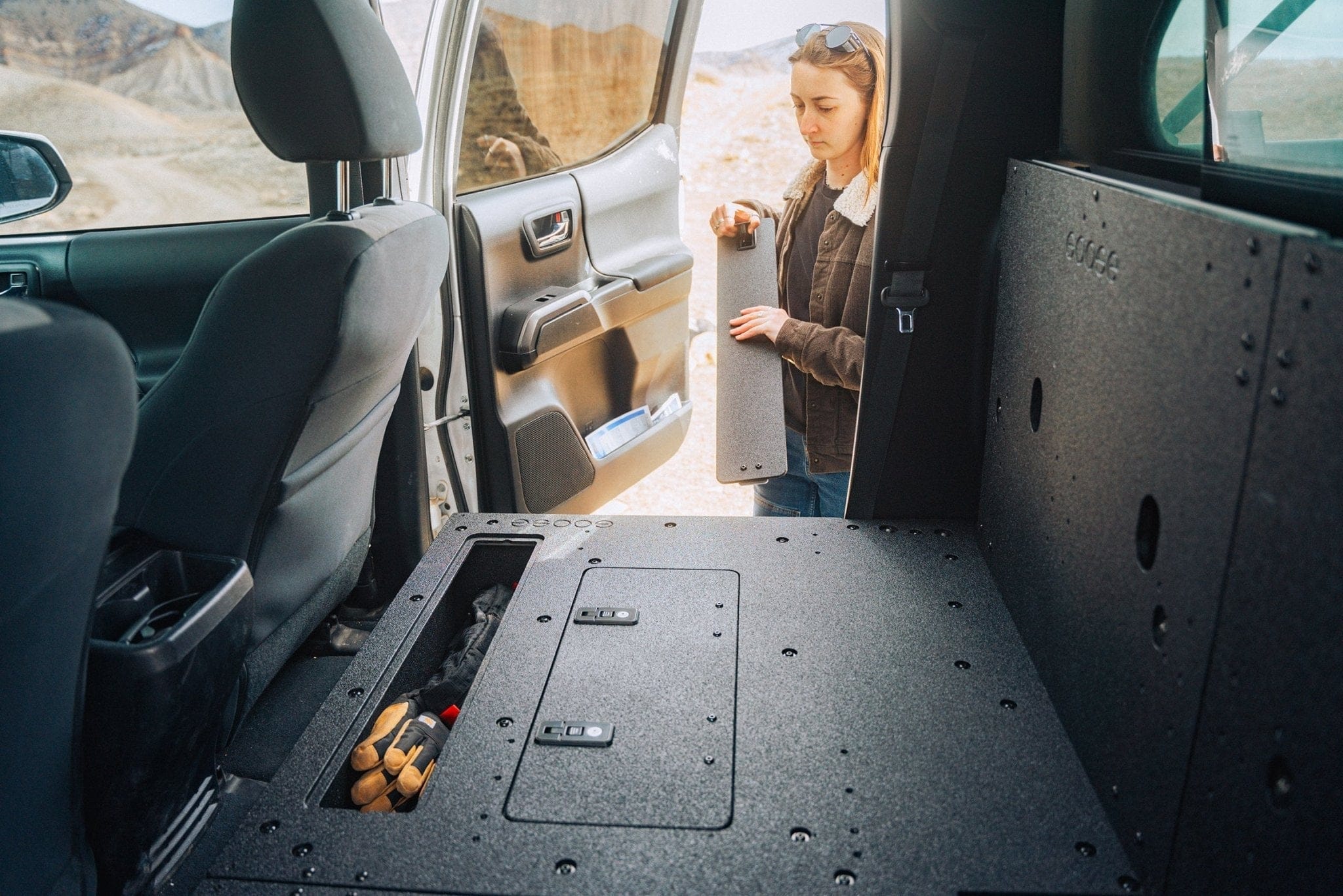 Goose Gear Seat Delete Plate System Toyota Tacoma 2005-2023 2nd and 3rd Gen Double Cab Version 2 - Second Row Seat Delete Plate System